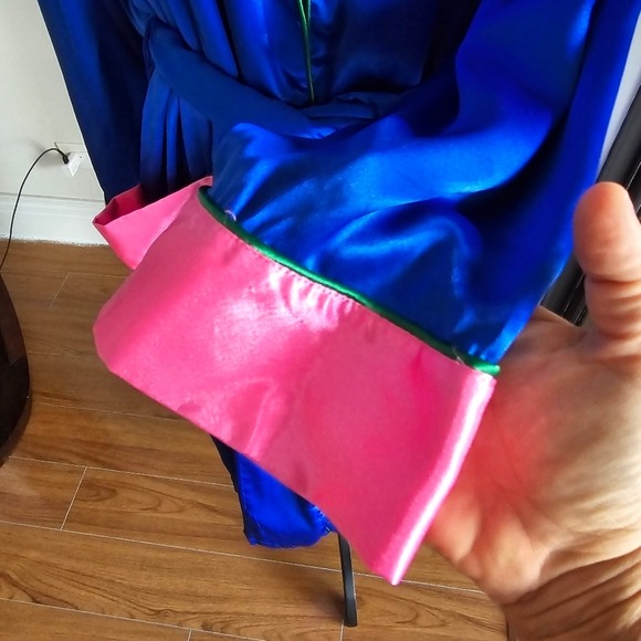 Victoria's Secret Royal Blue Satin Robe Pink Trim Small - Picture 7 of 8